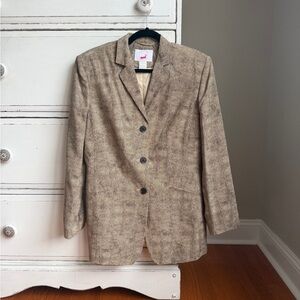 Vintage Mondi 100% Silk Snakeskin Classic Tan Women's Blazer Jacket, Large